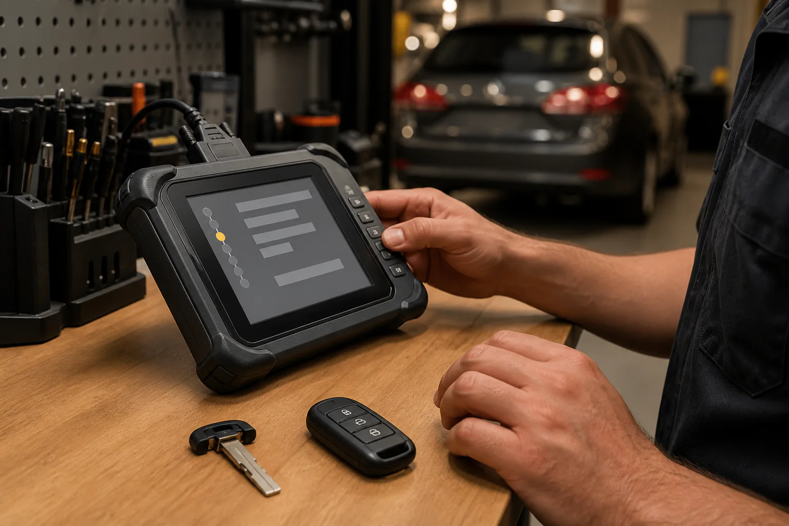 Elektronische Codierung und Funktionsprüfung eines neuen Autoschlüssels