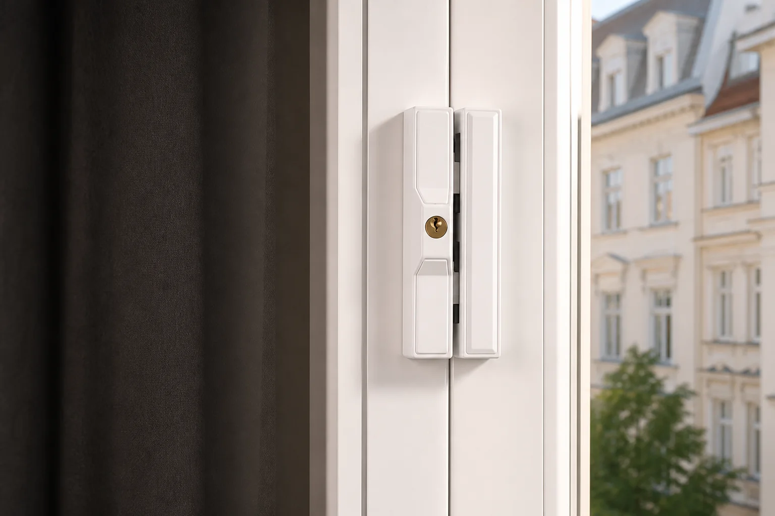 Zusätzliche Fenstersicherung an einem Fensterrahmen