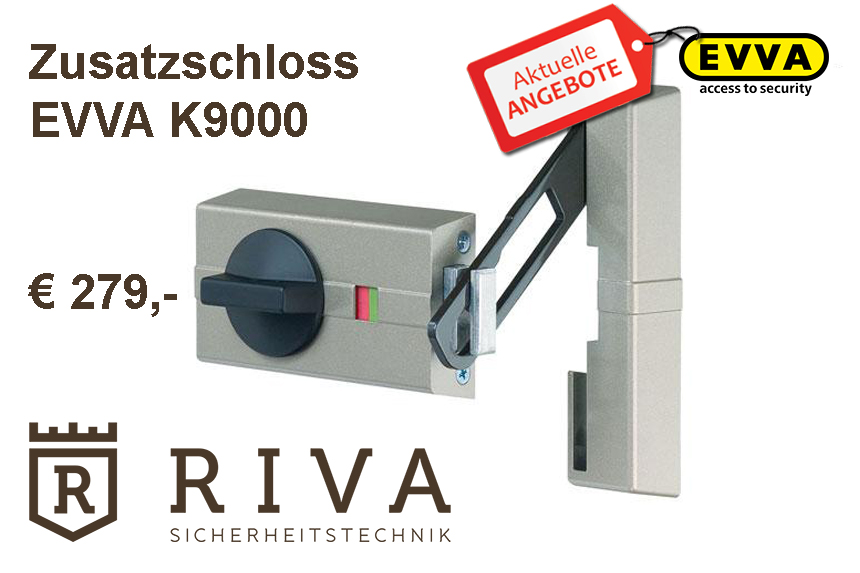 Zusatzschloss EVVA K9000 in Neusilber métallisé – hochwertige Sicherheitslösung mit Türfänger - Aktion