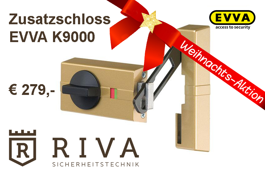Sicherheits-Zusatzschloss EVVA K9000 in Gold métallisé – robuste Türsicherung